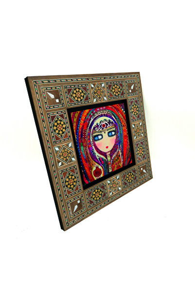Sadrazam Pictură pentru fetiță cu motiv etnic anatolian cu imprimeu Pictură din lemn MDF Levant 20cm x 20cm |   KRT-113