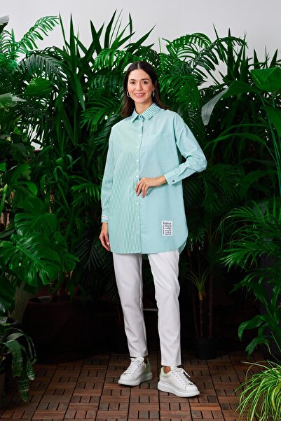 Mymood ASIMETRIC STRIPED COTTON SHIRT