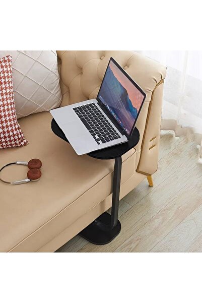 Aralifes Modern C-Shaped End Table - Space-Saving Small Coffee Table for Living Room Sturdy Iron Frame Black
