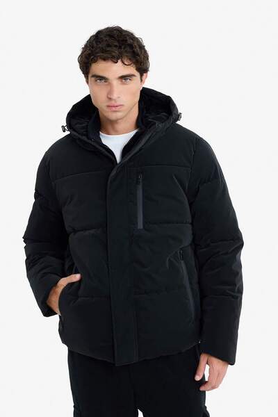 DeFacto Water Repellent Regular Fit K Hooded Lined Inside Pocket Zippered Pocket Coat F1149Ax25Wn