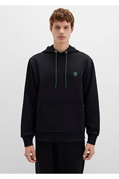 Mavi 065809 Logo Embroidered Men's Hooded Sweatshirt Black