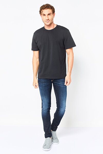 Algspar Men Crew Neck Plain Short Sleeve T-Shirt, Black