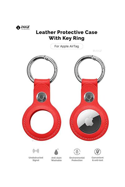 ineix Leather Waterproof Protective Case Cover With Key Ring For Apple AirTag