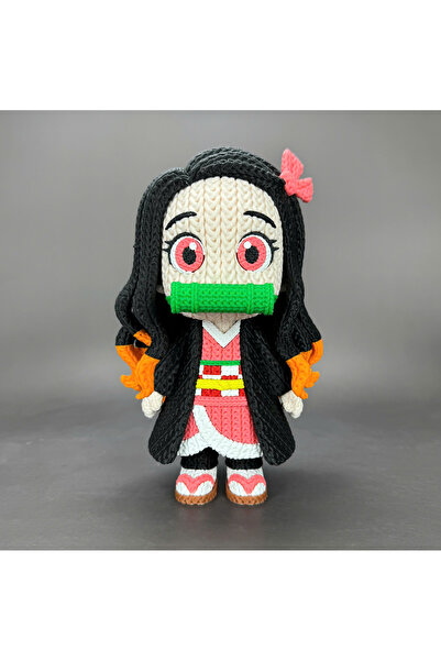 Fud3D تمثال نيزوكو من سلسلة قاتل الشياطين بطول 23 سم بمظهر محبوك - رأس متحرك