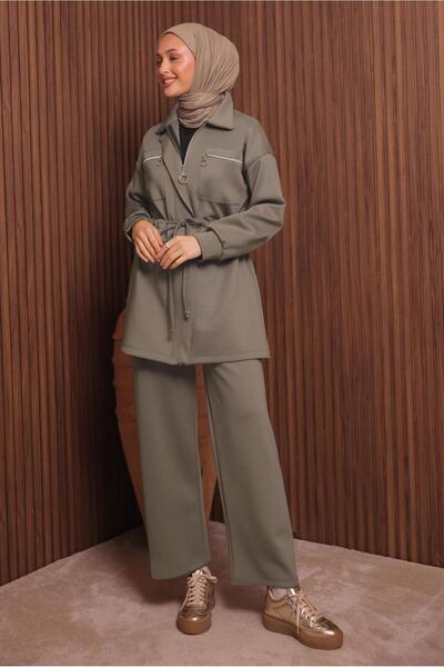 TRENDTESETTÜR Women's Brown (Soil) Pants with Scuba Knitted Suit t 9235