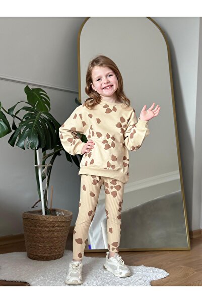 CoolCix Premium Quality Girl's Leopard Printed and Embroidered Detail Leggings Set