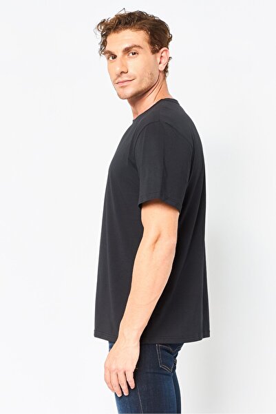Algspar Men Crew Neck Plain Short Sleeve T-Shirt, Black