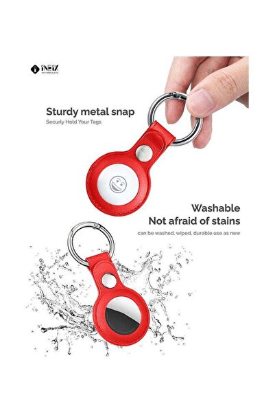 ineix Leather Waterproof Protective Case Cover With Key Ring For Apple AirTag