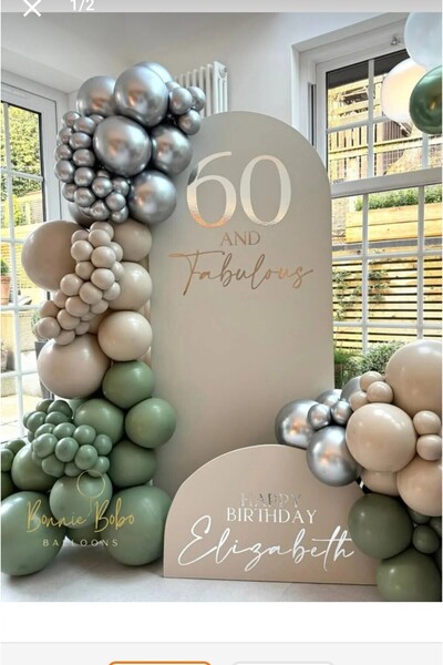 Parti Düşleri 004 Gümüş - Okaliptüs - Deniz Kumu Balon Zincir Seti