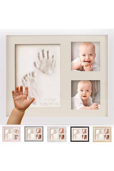 Bubzi Co Baby Handprint Footprint Keepsake Kit Newborn Clay Picture Frame Nursery Decor Memory Art