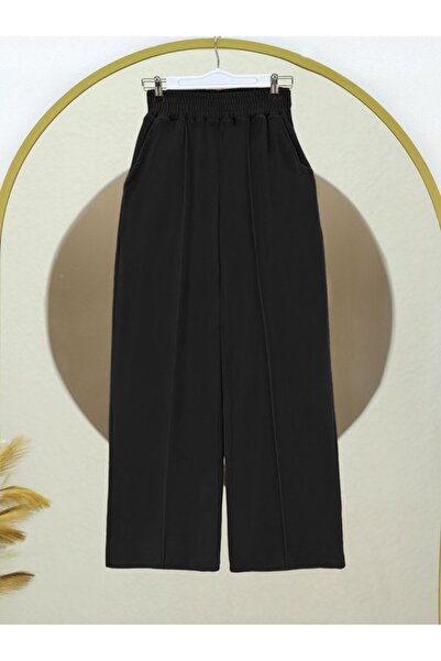 COjans Çımalı Beli Lastikli Kadife Pantolon -Siyah