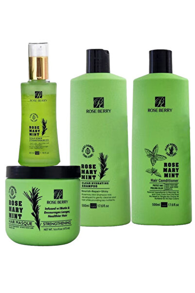 ROSE BERRYY مجموعة اكليل الجبل والنعناع شامبو+ بلسم + ماسك + زيت