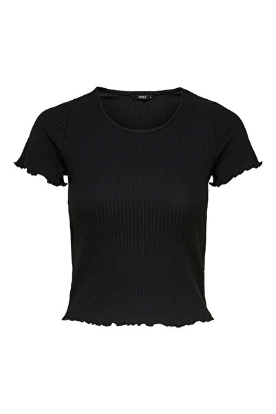 ONLY Damen T-Shirt - ONLEMMA SHORT TOP, Rundhals, Cropped, gerippt, einfarbig
