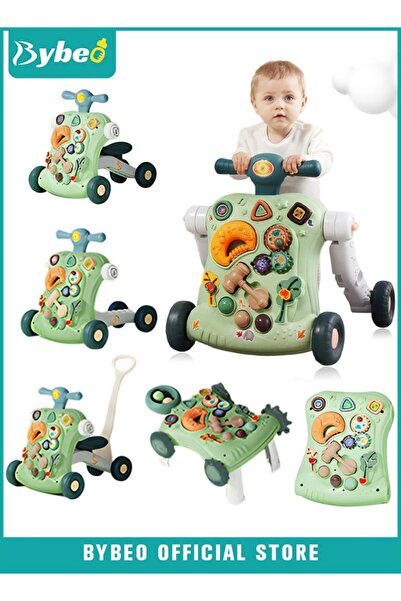 BYBEO 6 in 1 Multifunctional Baby Sit to Stand Walker With Activity Center Toddler Trolley & Push Stroller