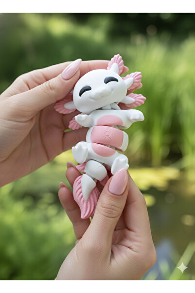 STL Hub Esnek Beyaz-Pembe Axolotl Figür