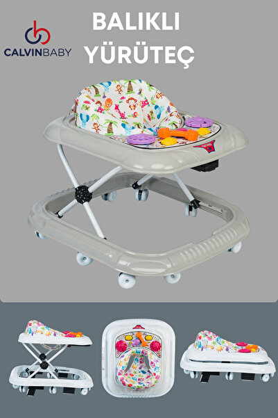 Calvin Baby Balıklı Yürüteç Örümcek Bebek Yürüteç 3 Kademeli Oyuncaklı 10 Tek...