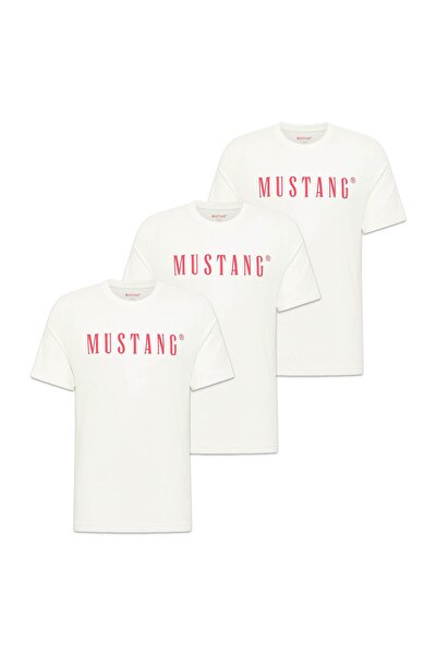 Mustang Herren T-Shirt 3er Pack - Austin, Big Logo, Bio-Baumwolle, Single Jersey