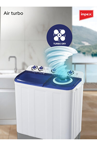 İMPEX 10KG Twin Tub WashingMachine |Transparent Window |Air Turbo Dry |Rust Free Body |2Yr Warranty