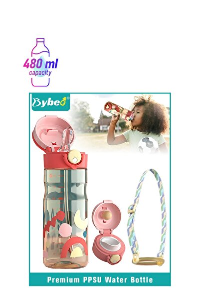 BYBEO PPSU Kids Water Bottle with Straw And Spout, Toddler Drinking Bottle with Removable Strap, Children
