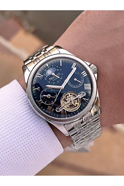 Ferrucci Automatic and Self-Winding Solar and Moonlight Dial Steel Band Men's Wristwatch Bfc.03606.1
