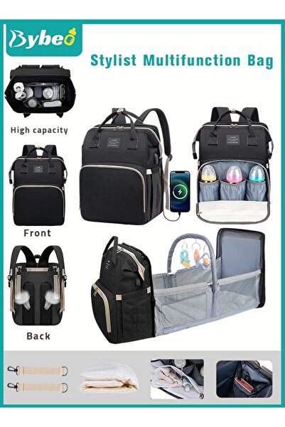 BYBEO Baby Diaper Bag Backpack, Multifunction Diapers Changing Station & Toy ...