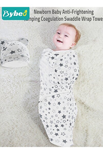 BYBEO 6 PCS Baby Swaddle Blanket Wrap Cap Set Newborn Infant Sleep Sack With Caps 100% Breathable Cotton 0