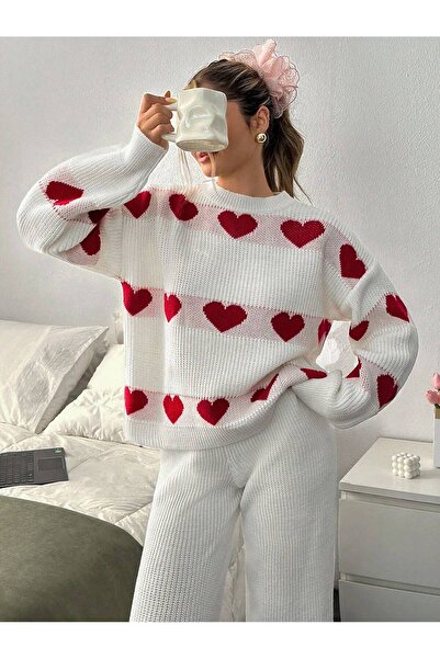 TOFAN TRİKO Oversize Set with Heart Detail