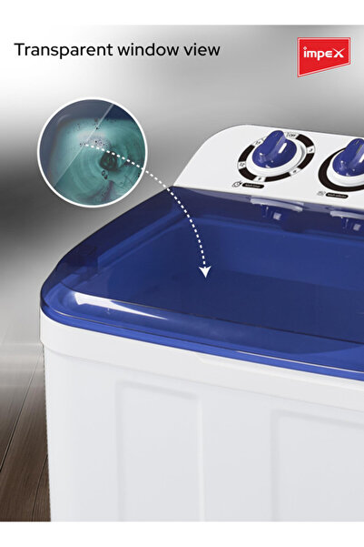 İMPEX 10KG Twin Tub WashingMachine |Transparent Window |Air Turbo Dry |Rust Free Body |2Yr Warranty