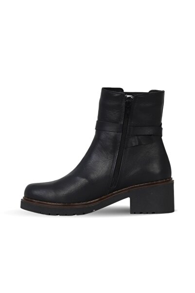 Bueno Shoes Black Leather Women's Heeled Boots 01Wf0303