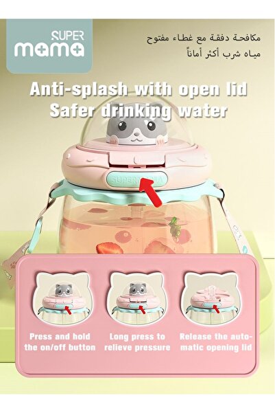SUPERMAMA Kids Water Bottle With Straw Cute Leakproof Drinking Water Cups BPA Free Toddler Sippy Cup for Schoo