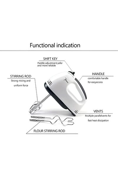 BORTONY Hand Mixer, Professional Electric Handheld, 7-Speed, Includes Beaters & Dough Hooks