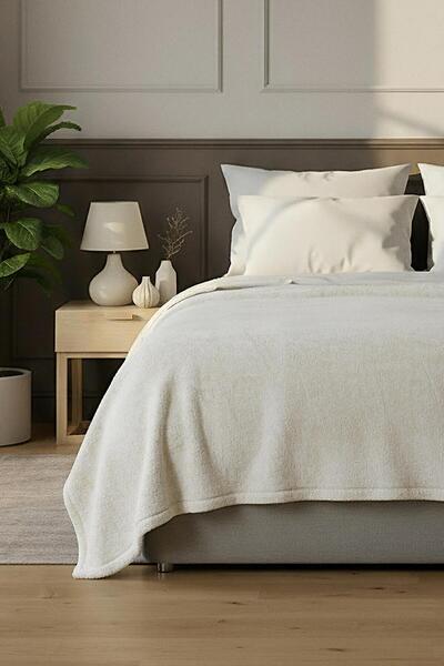 Soley Pufina | Single Rabbit Fur Textured Plush Blanket & Bedspread | 150X220