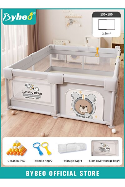 BYBEO سياج حظيرة لعب الأطفال، ساحات لعب محمولة للأطفال الصغار، مركز أنشطة آمن للأطفال الرضع، لوح متين