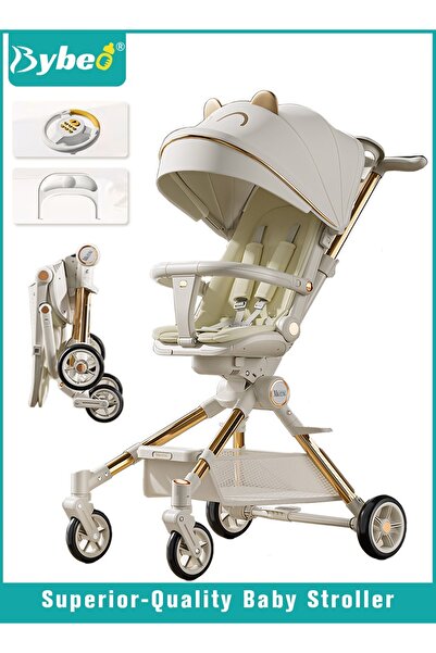 BYBEO عربة أطفال خفيفة الوزن، مقصورة سفر متعددة الوظائف، عربات أطفال قابلة للطي بيد واحدة للمبتدئين