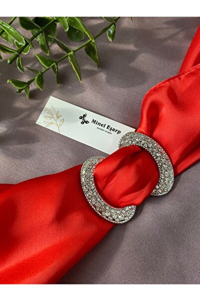 MİNELEŞARP34 Accesoriu pentru eșarfă din oțel, de culoare argintie, cu pietre...