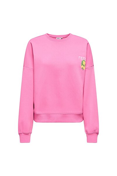 ONLY Damen Sweatshirt - ONLLINY O-NECK PRINT, Rundhals, Back-Print