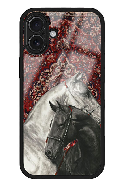WANNA PROTECT iPhone 16 Kamera Korumalı İran Halısı Desenli Baskılı Glossy Te...