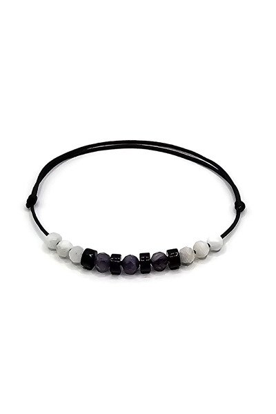 Lexy's Boutique Bratara zodia Varsator I - Ametist, Onix si Piatra lunii - snur alb