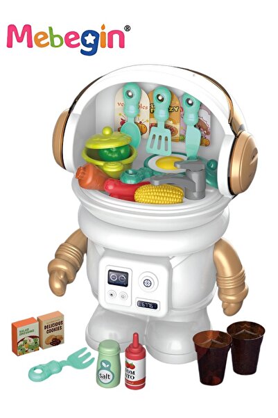 MEBEGIN 27 Pcs Cooking Space Play House, Astronaut-shape Kitchen Playset, Col...
