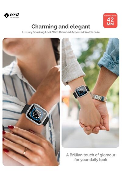 ineix Diamond Accented Case With Screen Protector For Apple Watch 42mm