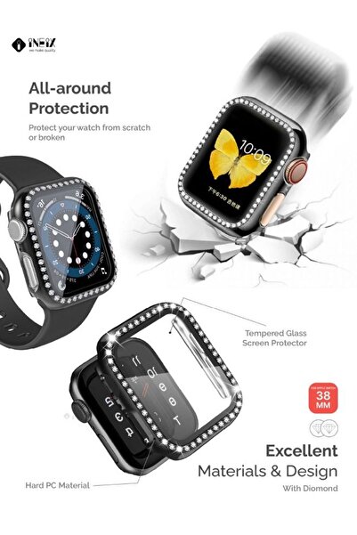 ineix Diamond Accented Case With Screen Protector For Apple Watch 38mm