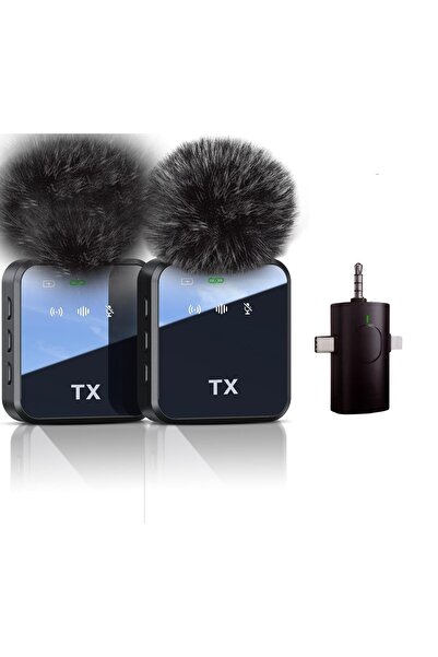 Kyrotech 3’ü 1 Arada Kablosuz Tüylü Yaka Mikrofonu Seti, Type-C, Lightning, 3...