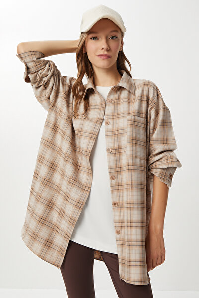 Lovelyİstanbul Cămașă pentru pășunări supradimensionat LDZ0049 BEJ CREM