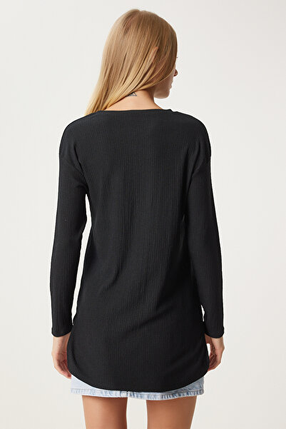 Lovelyİstanbul Patterned Long Sleeve Knitted Blouse Lzh0016 Black