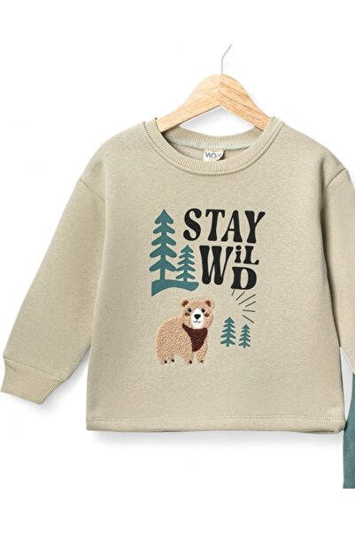 voyyo kids baby Boy's Winter 3-Thread Fleece-Lined Bear Embroidered Baby Tracksuit Set, Ages 1-2-3-4, Lower Top Baby Tracksuit Set