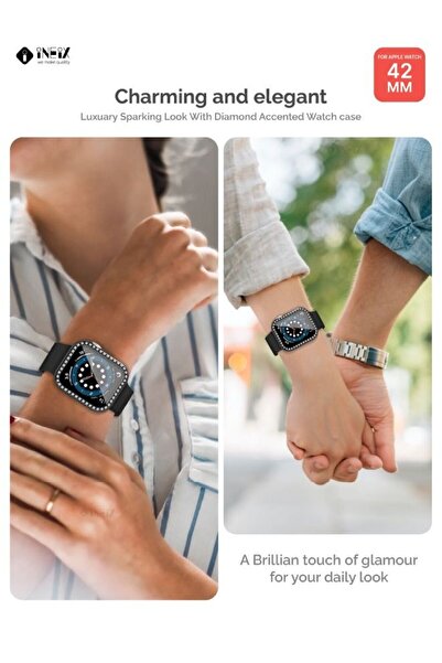 ineix Diamond Accented Case With Screen Protector For Apple Watch 42mm