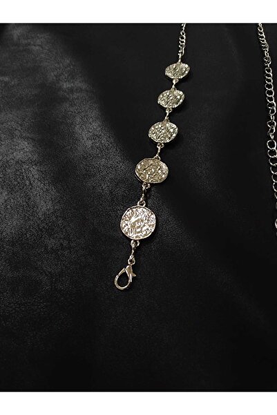 RODEO Curea de damă argintie cu lanț rotund, curea cu lanț, lanț pentru talie, curea pentru rochie