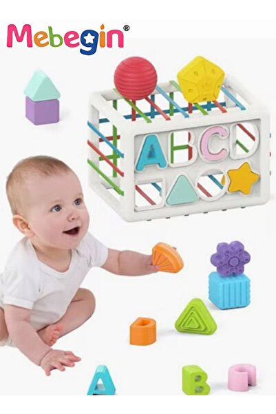MEBEGIN لعبة فرز الأشكال للأطفال مع أشرطة مطاطية، ألعاب أشكال حسية مع حروف لل...