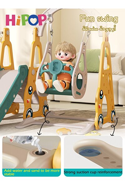HIPOP 3 in 1 Indoor Slide and Swing Set with Separate Basketball Stand,Multifunctional Children Indoor Pla