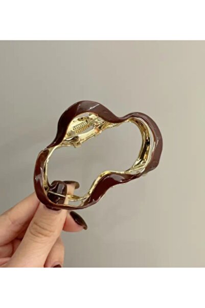 TREND Dark Brown & Gold Metal Cloud Model Latch Buckle - New Season Fashion Accessory